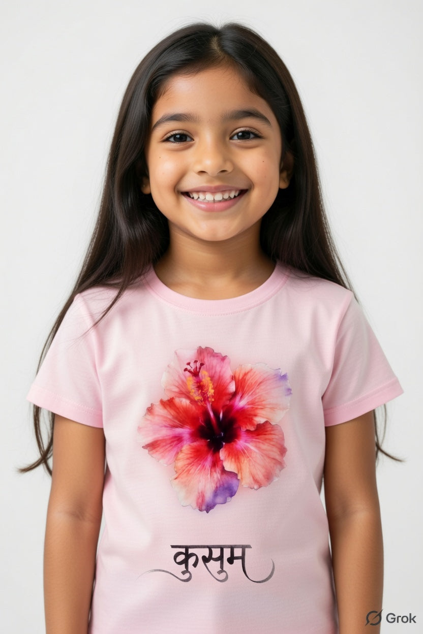 Kusuma | Hibiscus Watercolor Fabric Print  Tee